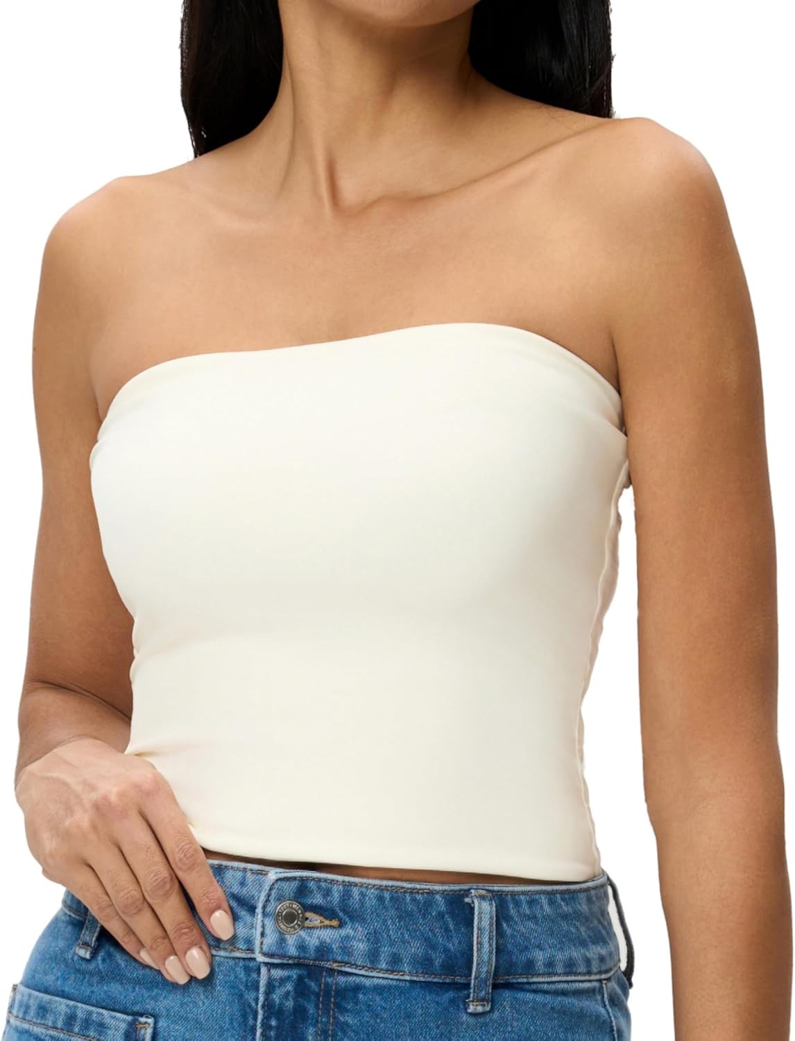 AJISAI Womens Double Lined Tube Tops Crop Going Out Tops Strapless Tank Summer Top 2026