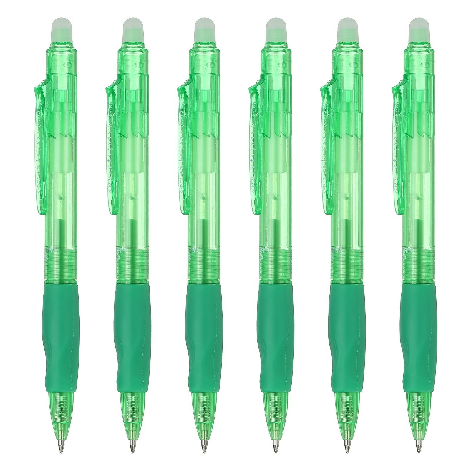 PATIKIL 6Pcs Erasable Gel Pens, 0.5mm Retractable Fine Point Heat Erasable Marking Pen Smooth Writing Fabric Markers for Sewing Drawing Writing Planner, Light Green Ink