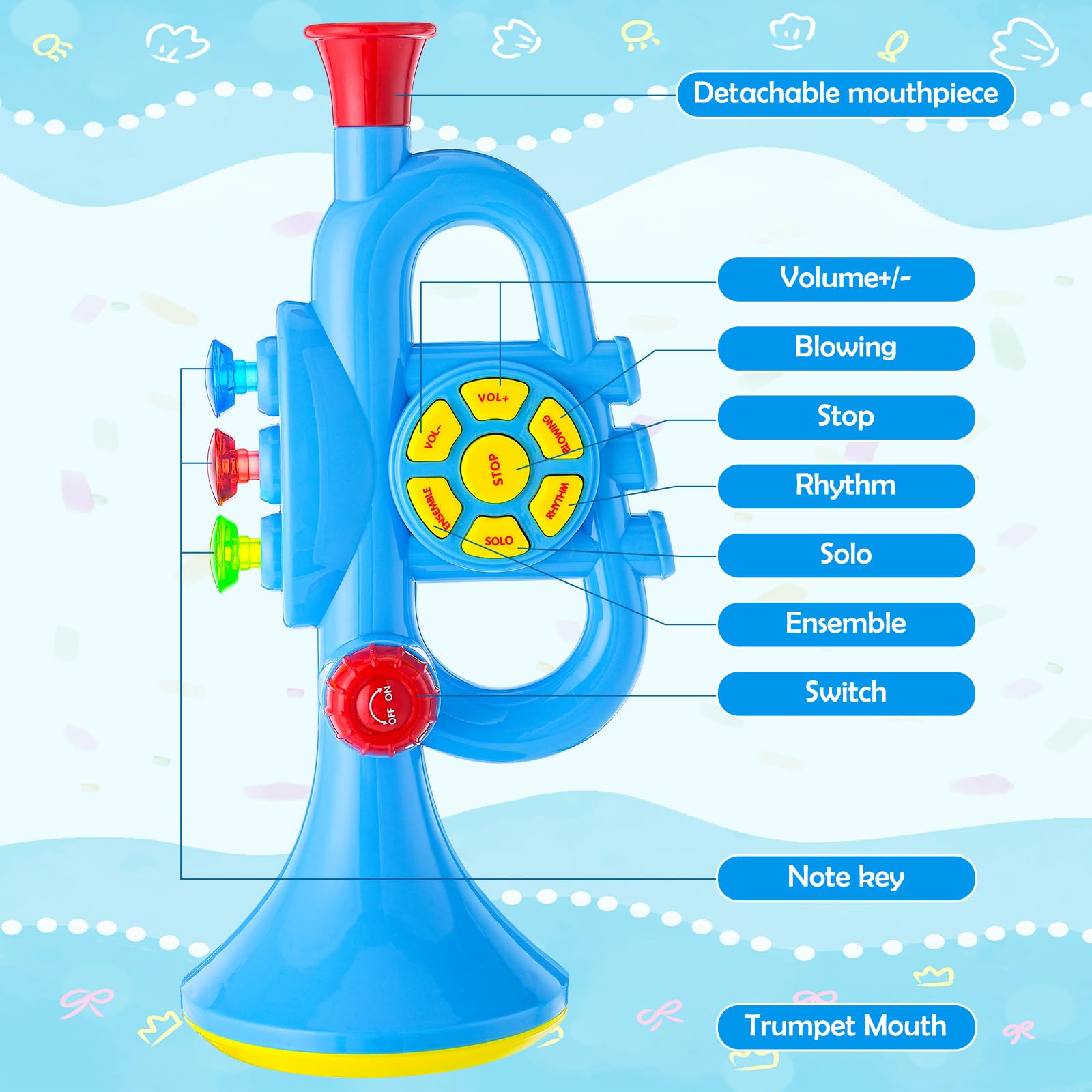 Instrument de musique jouet,yellow--Jouet éducatif pour enfants et bébé Instrument de musique jouet,yellow--Jouet éducatif pour enfants et bébé