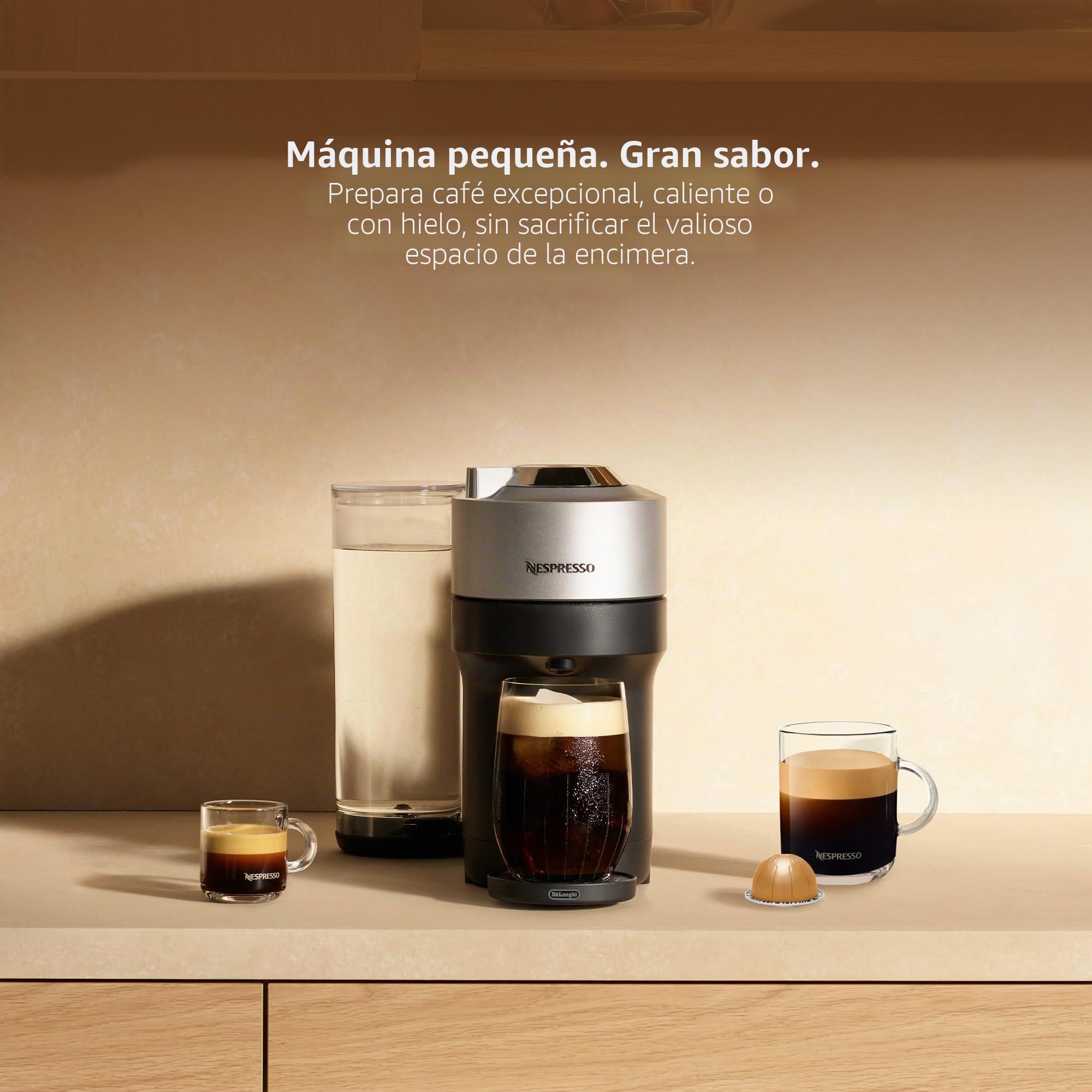 Nespresso Vertuo Pop+ Deluxe de De'Longhi con Aeroccino, Plata