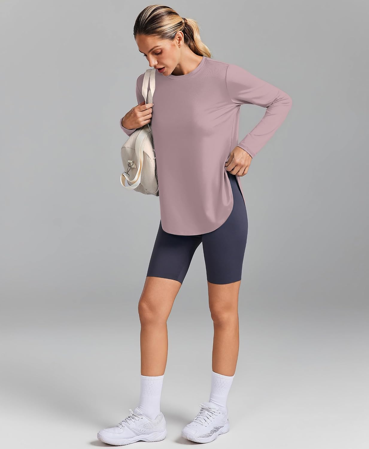 PINSPARK Workout Tops for Women Long Sleeve Shirts Ultra-Soft Gym Top S-3XL