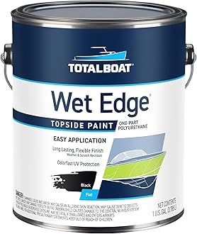 Wet Edge Topside Marine Paint Premium Polyurethane Coating for Boats, RVs, Exterior Trim, Fiberglass, Metal, and Wood (Flat Black, Gallon)