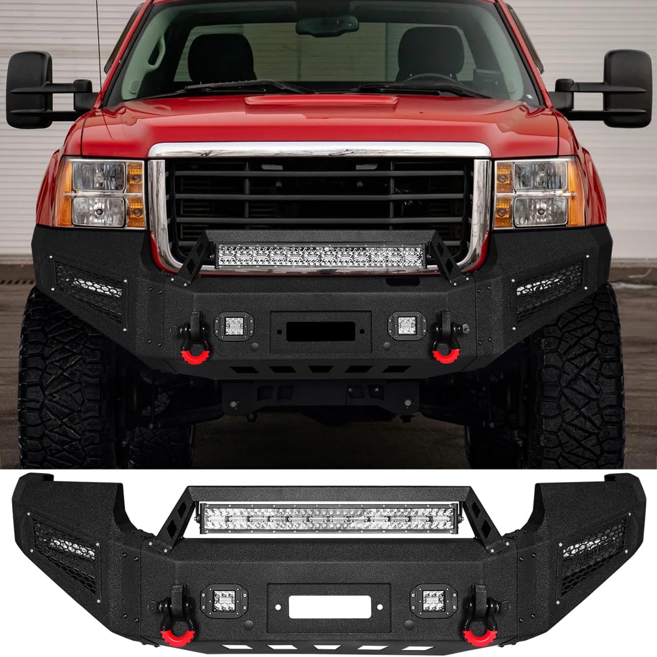 Vijay Front Bumper Fits 2007-2010 GMC Sierra 2500/3500 with Winch Plate and Lights