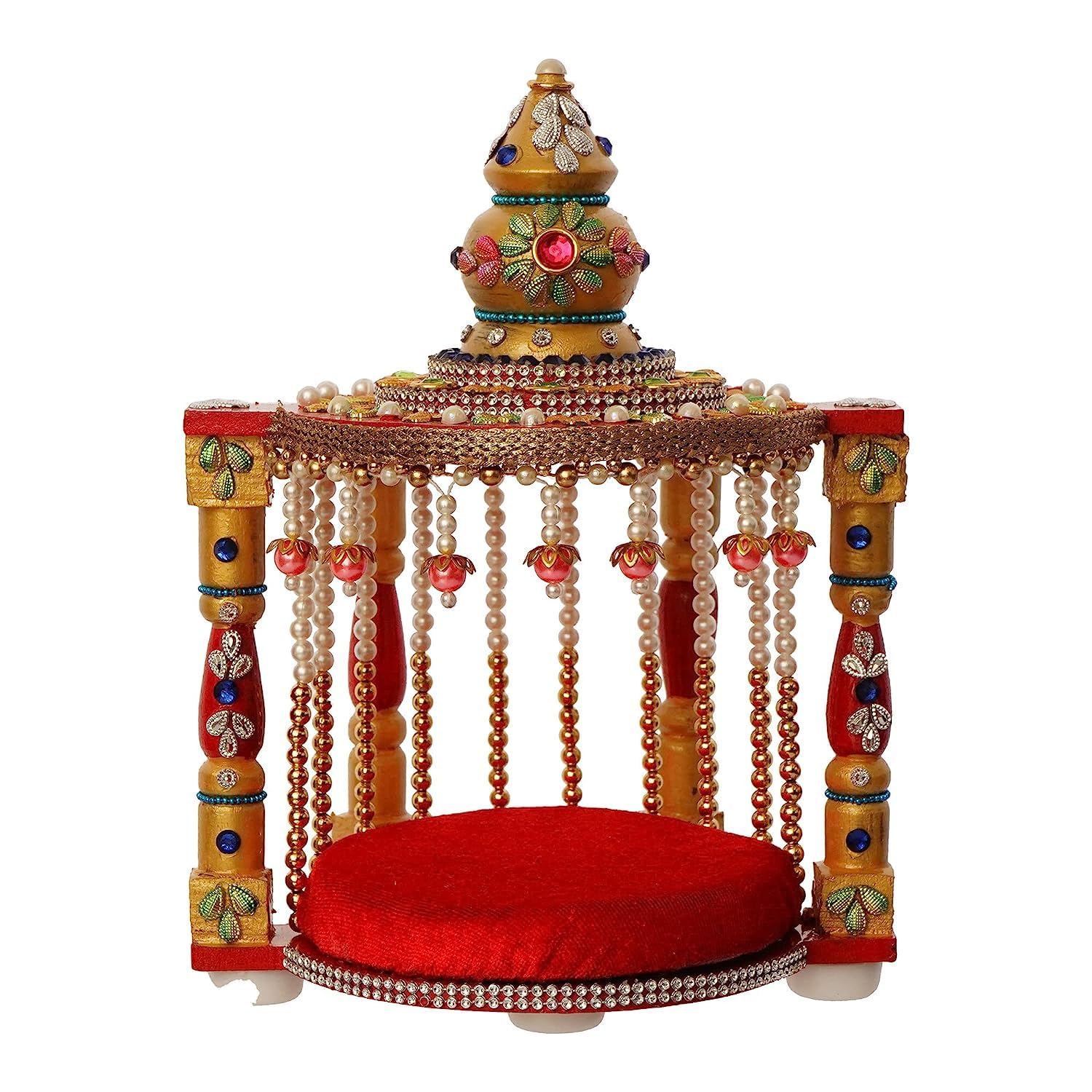 Support de dieu en bois paon Laddu Gopal : protégez vos idoles dans ce autel