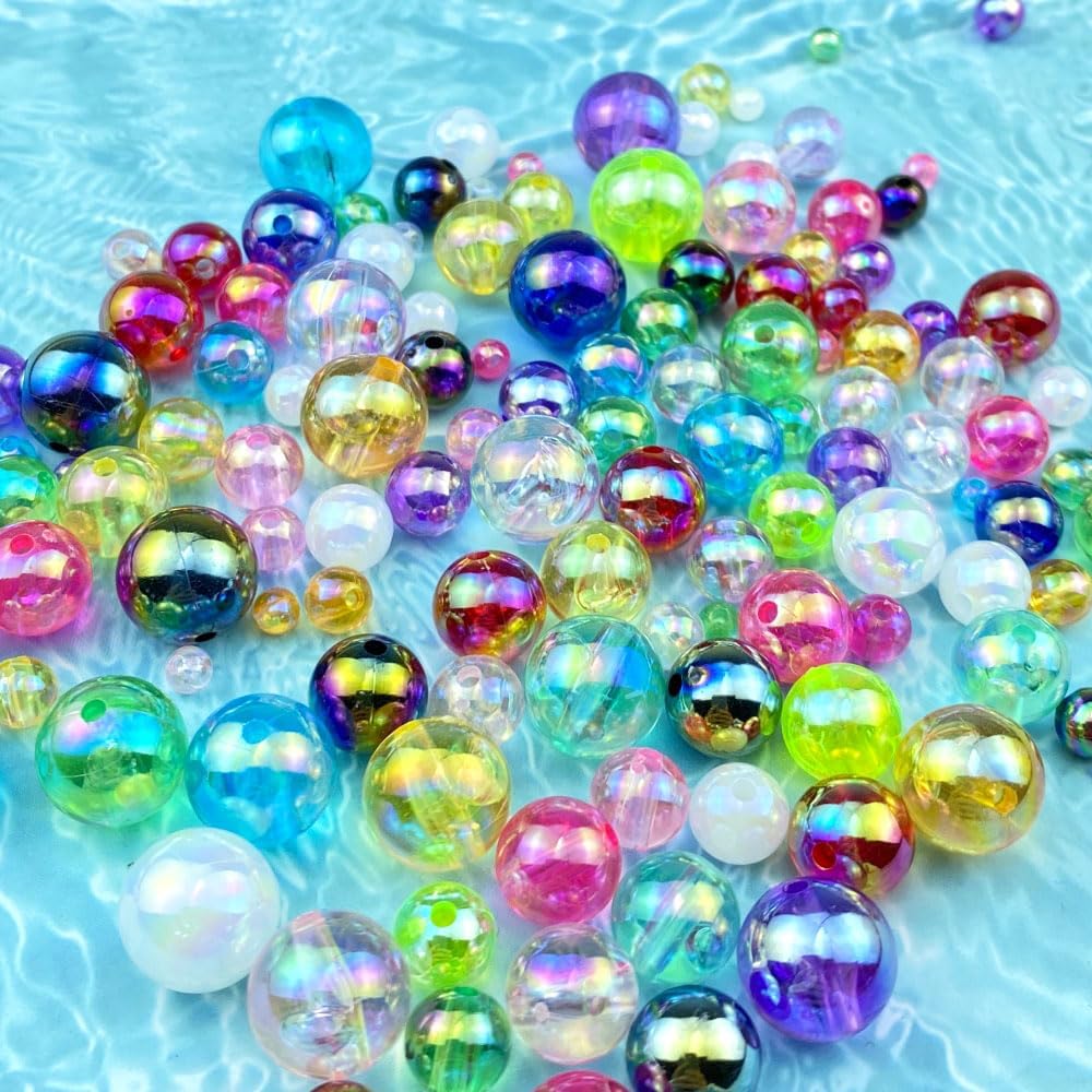 Jmassyang 100 Pieces 12mm Glossy Acrylic Round Beads AB Color Spacer Bubble Bead Plastic Crafts Bead for DIY Necklaces Bracelets Earrings Jewelry Making (Mixed Colors) - Image 4