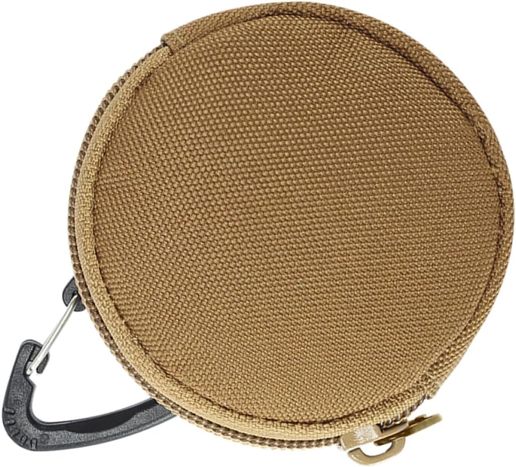 Didiseaon Mini Zipper Coin Pouch Keychain Wallet in Khaki, Small round Multipurpose Organizer for Travel and Everyday Use