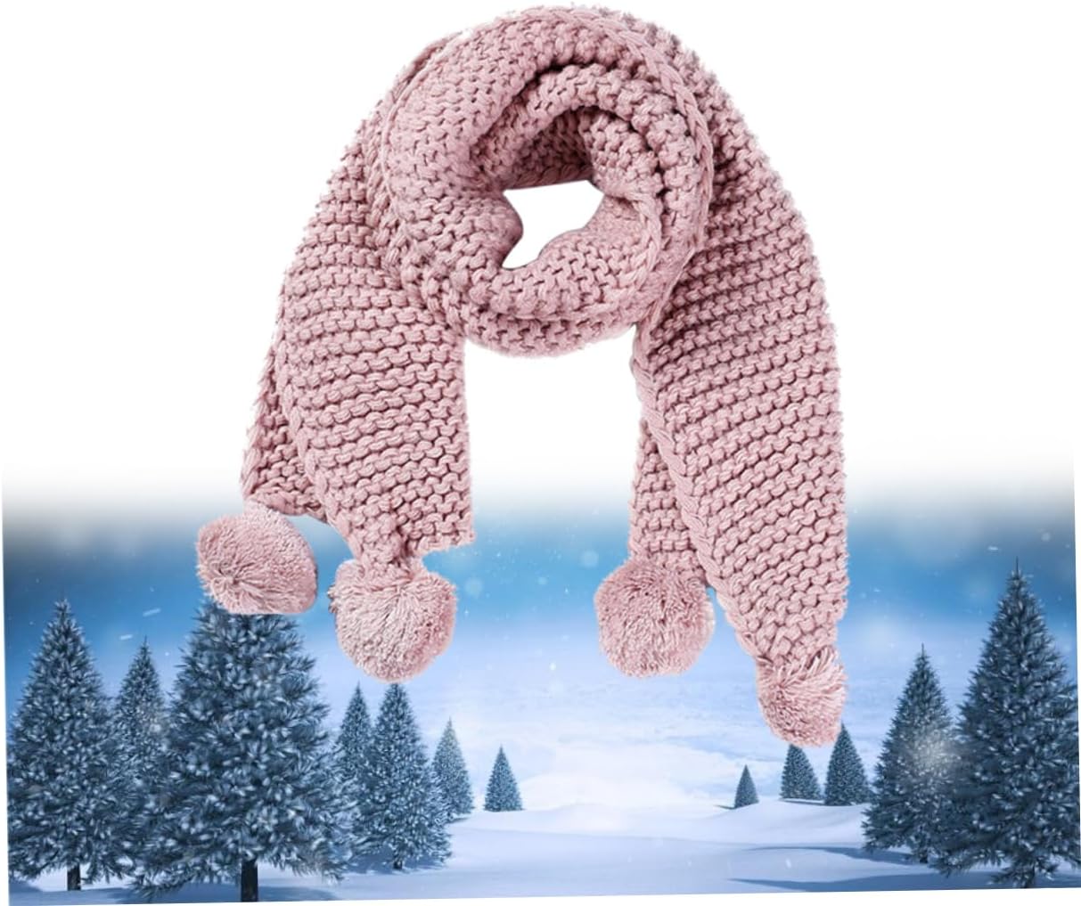 GALPADA for Kids Wool Scarf Knitted Fuzzy Ball Winter Scarf for Child Kids Style