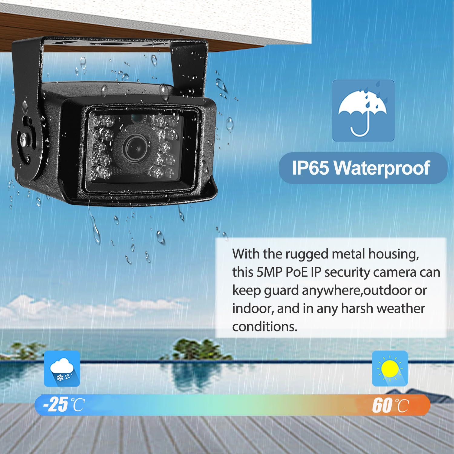 Mini POE IP kamera 5 MP, wodoszczelna kamera IP65, 18 diod LED 10 m, widoczność w nocy, obiektyw 3,6 mm, kamera bezpieczeństwa wewnątrz/na zewnątrz, mała kamera wideo IP H.265, wykrywanie