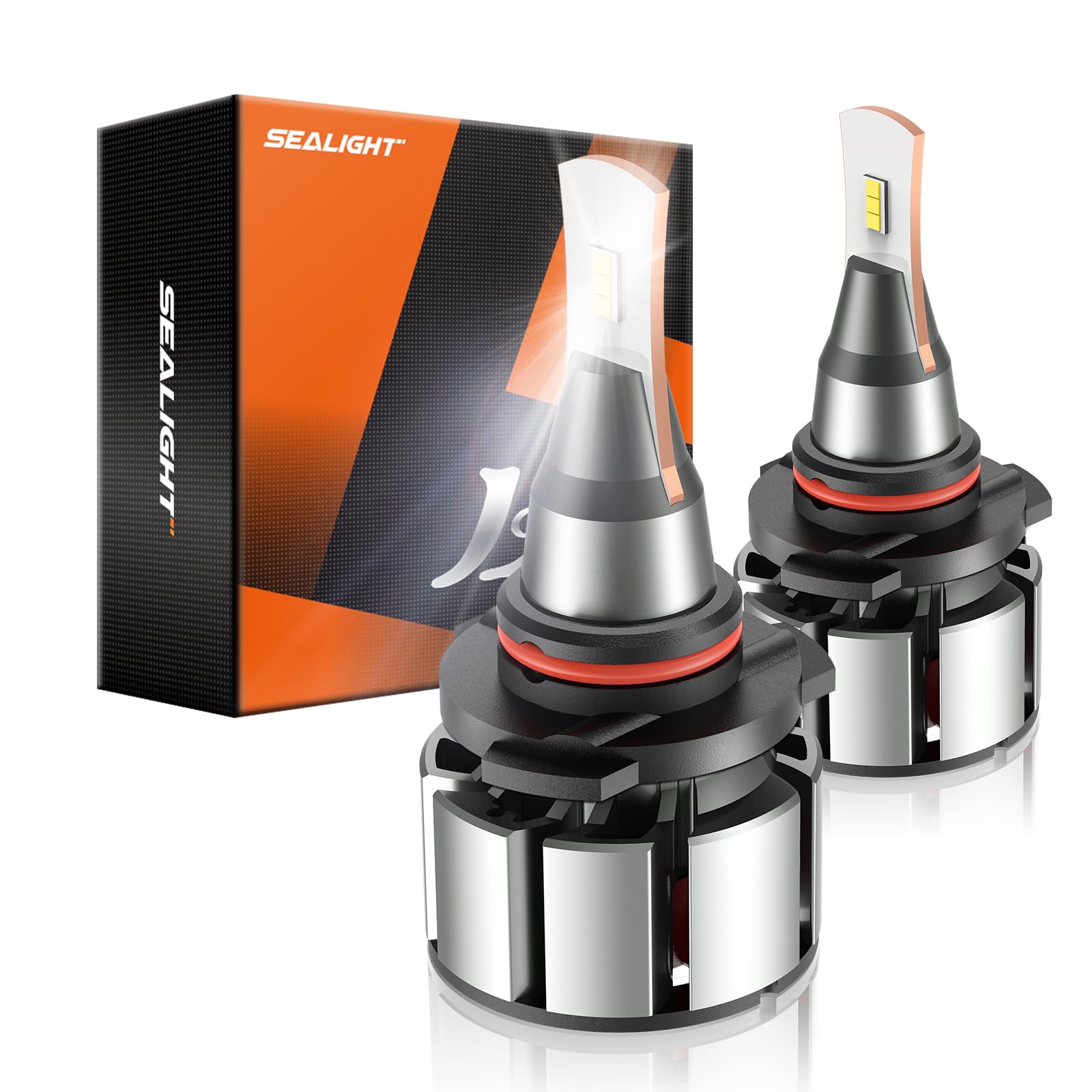 SEALIGHT 9005 LED Bulbs, L2 HB3 24,000LM Super Brightness 6000K Cool White Bulbs, IP68 Waterproof, Plug and Play, 15000RPM Turbo Fan, 60000Hrs Lifespan, 1:1 Size Driving Bulbs, Pack of 2