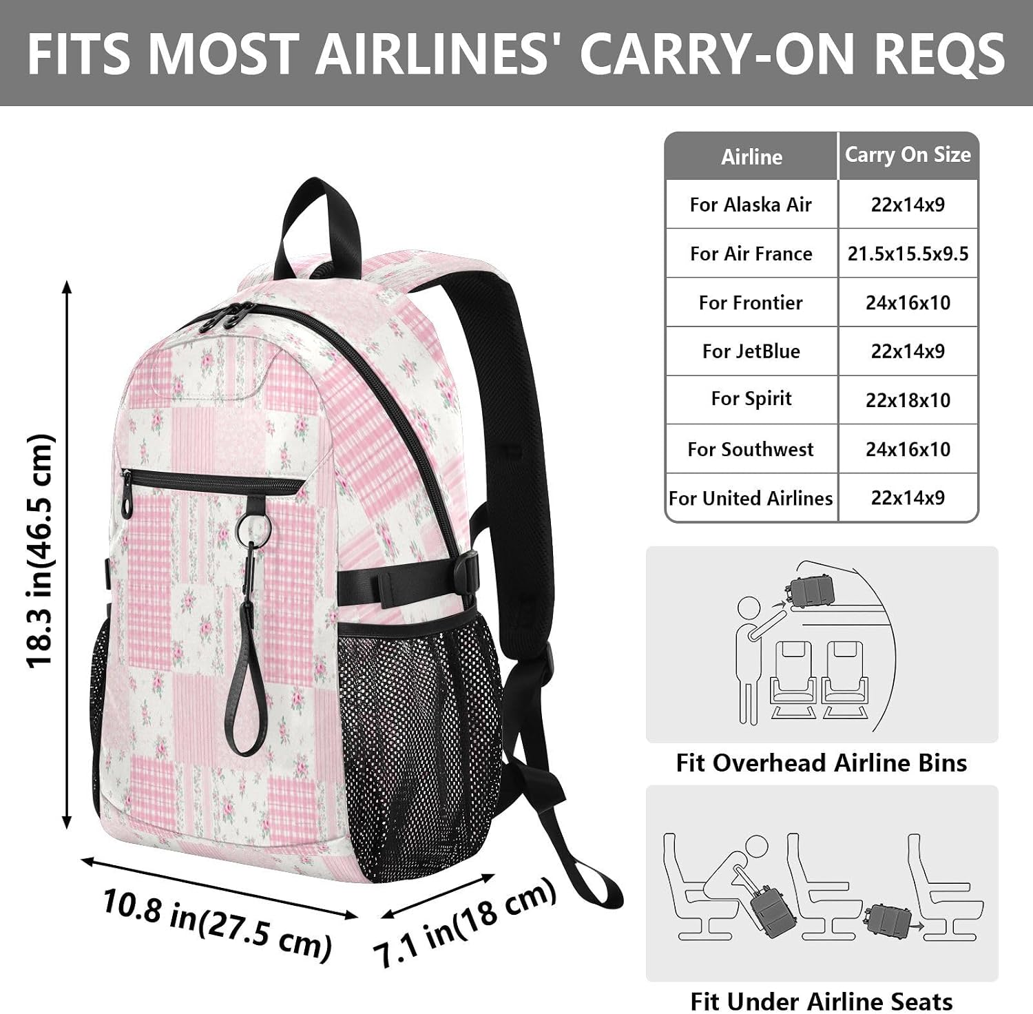 ALAZA Pink Floral Patchwork Backpack Travel Laptop Backpack Purse for Women Men Teens Girls School Bag College Bookbag Water Resistant Casual Daypack image 3