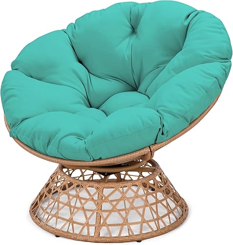 Miniatura 9 de Papasan - Silla Papasan con cojín y base giratoria de 360, silla Papasan de mimbre de 36 pulgadas con cojín y marco resistente, silla con platillo