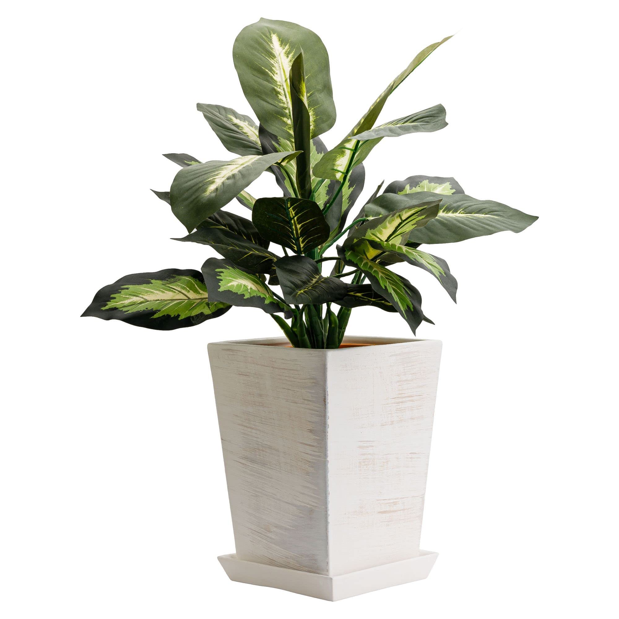 Vaso In Ceramica Quadrato Grigio Scuro 17,5x17,5x23,5 Cm Con Sottovaso, Design Trapezio, Fatto A Mano