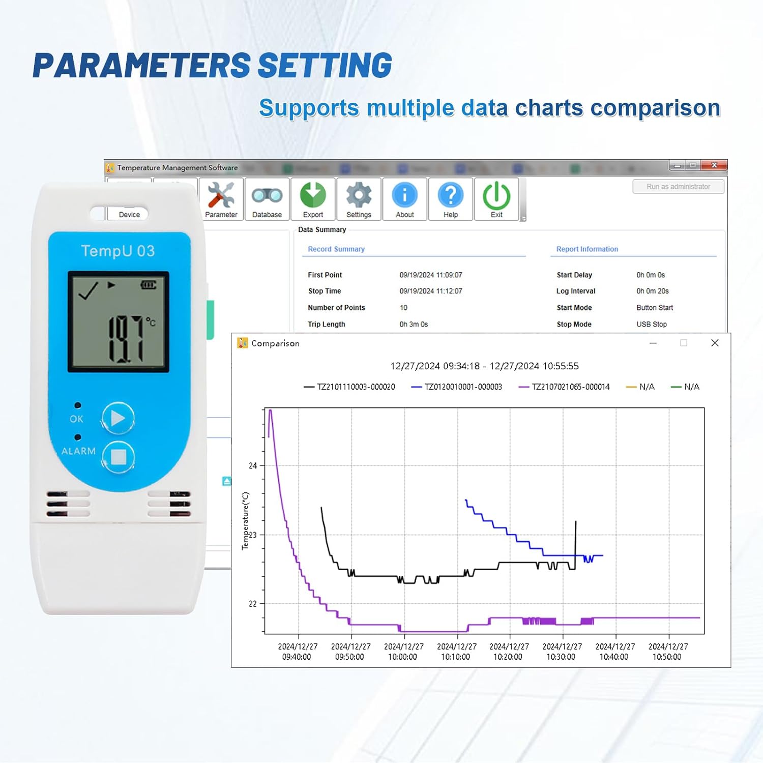 Screenshot of Tzone software for parameter setting