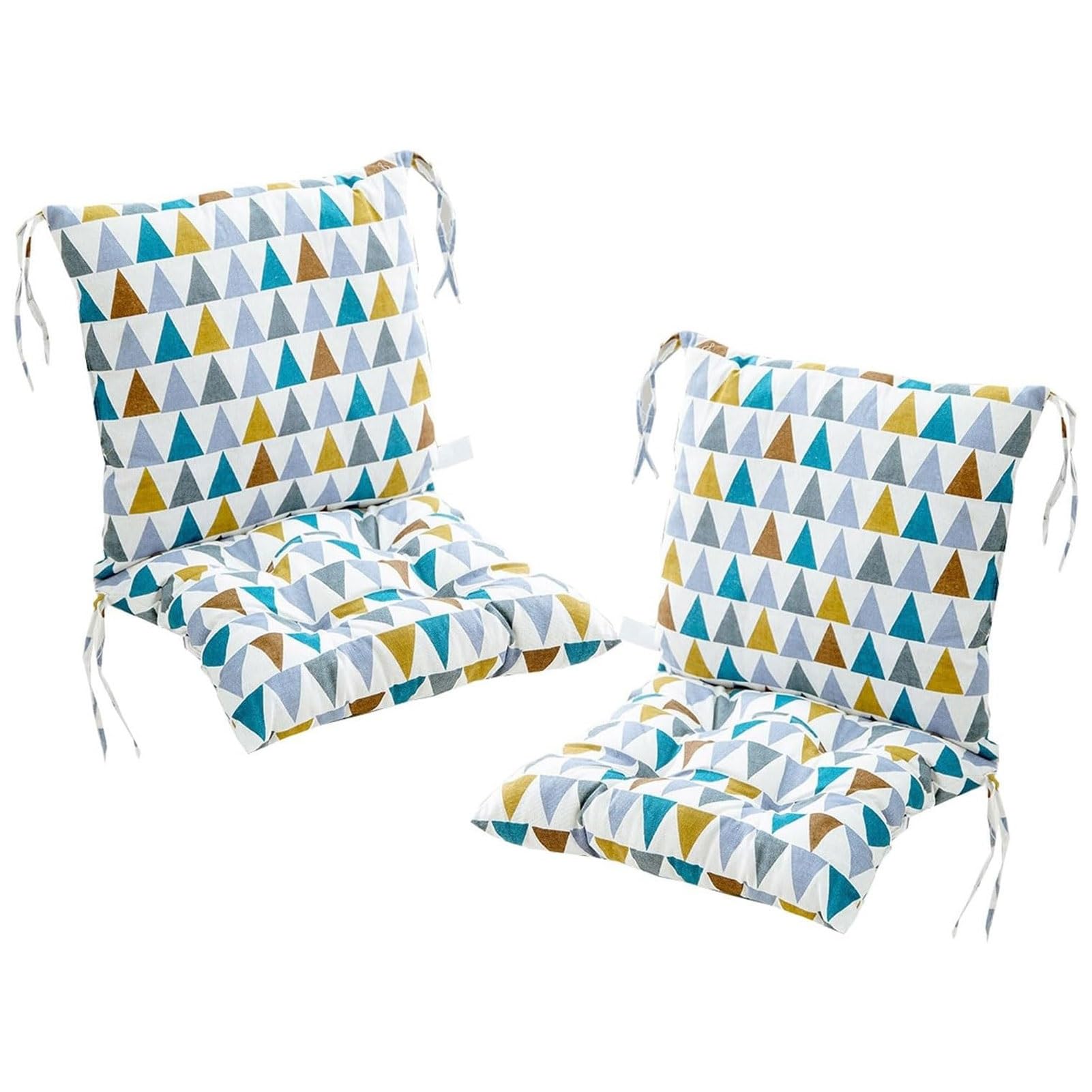 GOZYLA Set Of 2 Garden Chair Cushions With Back Cushion 45 X 90 X 8cm High Back Cushion Chair Cushion for Outdoors and Indoors(Blue 3)