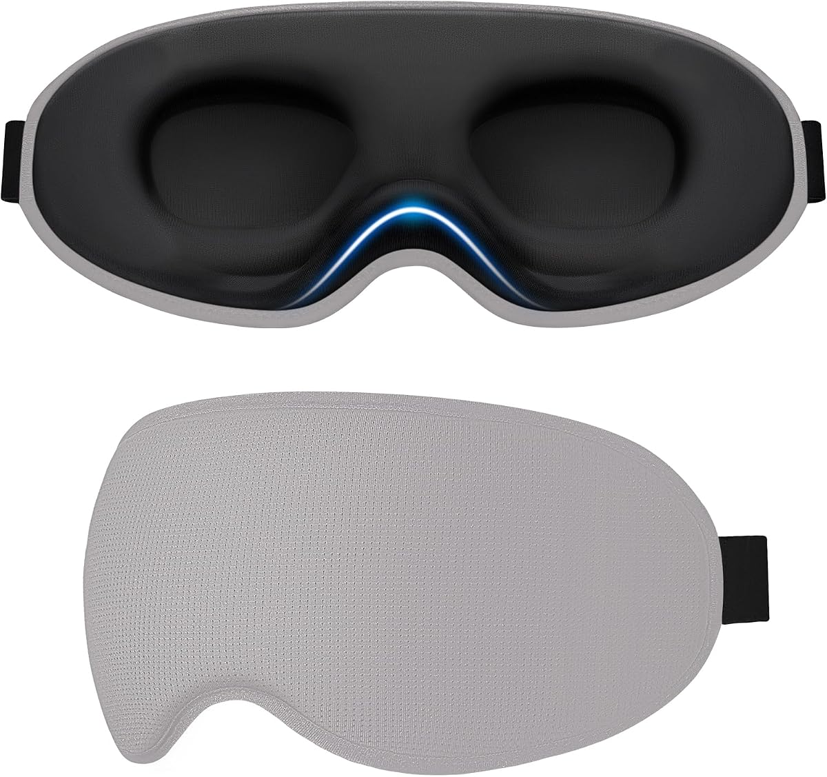 Gritin Schlafmaske für Seitenschläfer Damen & Herren, 3D Upgrade Bequem Schlafbrille mit Verstellbar Gummiband, Hautfreundlich Lichtblockierend, Ergonomische Augenmaske für Schlaf usw. -Dunkelgrau