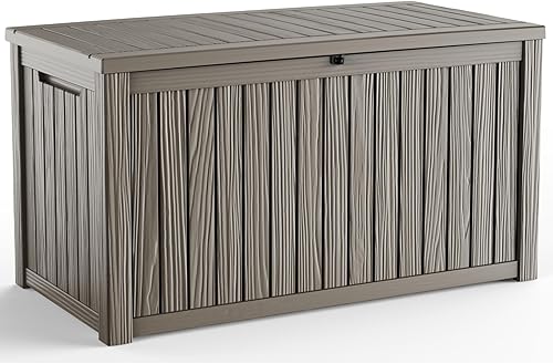 Miniatura 16 de Caja de Cubierta para Exteriores de 30 Galones, Almacenamiento con Cerradura Impermeable para Muebles de Patio, Herramientas de Jardín, Cojines