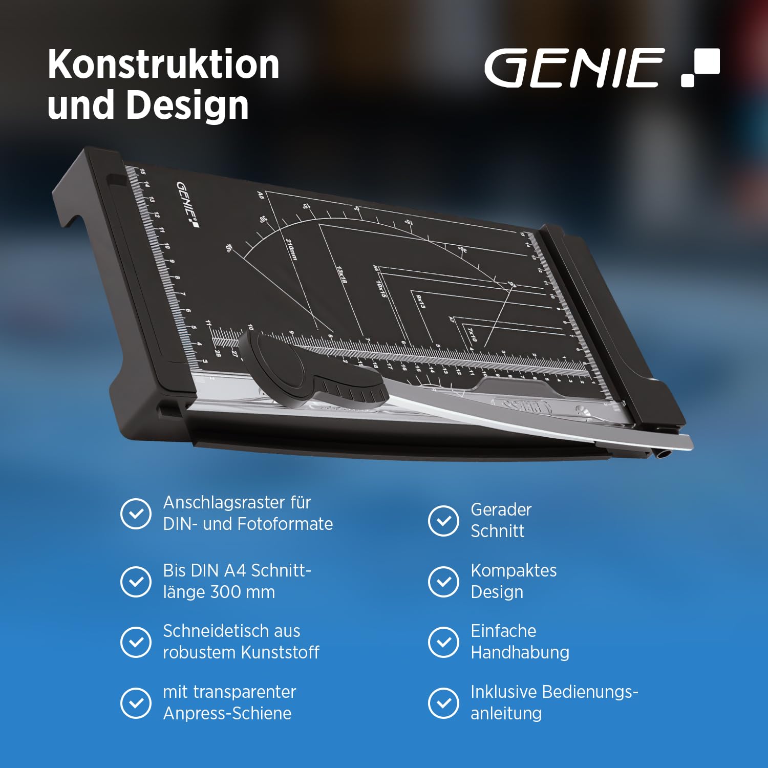 GENIE Taglierina a leva GH 05 | Taglierina carta A4 | Taglierina carta per carta, foto e cartone | Tagliatrice carta con linee di arresto e barra di pressatura | Paper Cutter