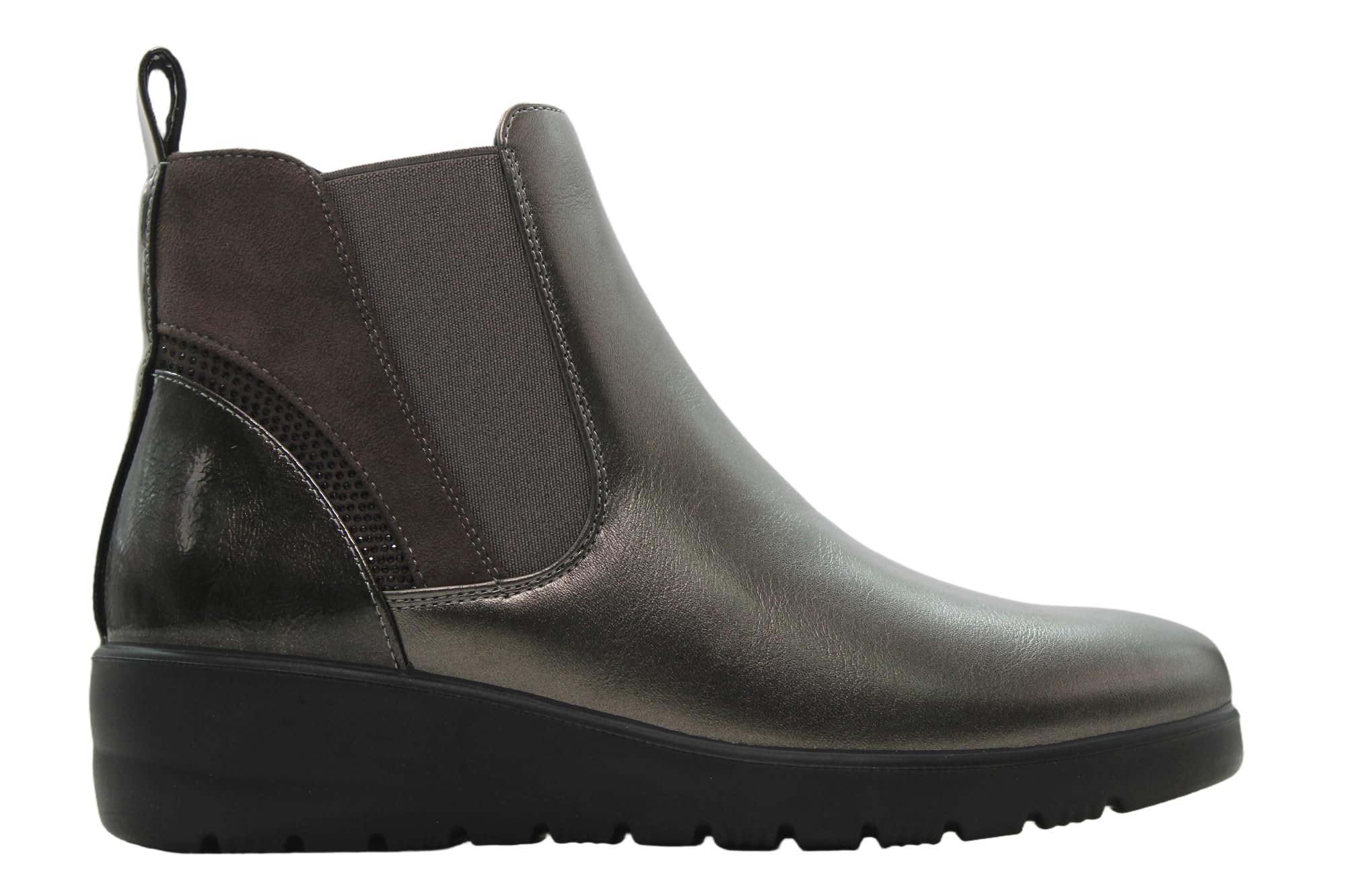 Doctor Cutillas - Botines casual con cuña, efecto metalizado, elástico y cremallera, suela goma, para: Mujer