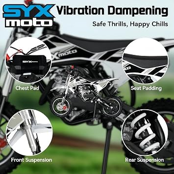 SYX MOTO 60cc Dirt Bike, 4-Stroke Kids Dirt Bike, Gas Powered Off-Road Mini Motorcycle with Kill Swich, Top Speed 21.75 Mph, Maximum Weight Capacity 143 lbs, EPA Approved (Black)