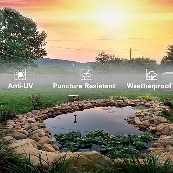 8x13ft 11x13ft 13x29ft Pond Liner, 45mil/0.12mm Durable Pond Liners, UV Resistant Pond Lining Black Membrane, for Waterfall, Pond and Fish Ponds(3x7m/10x23ft)