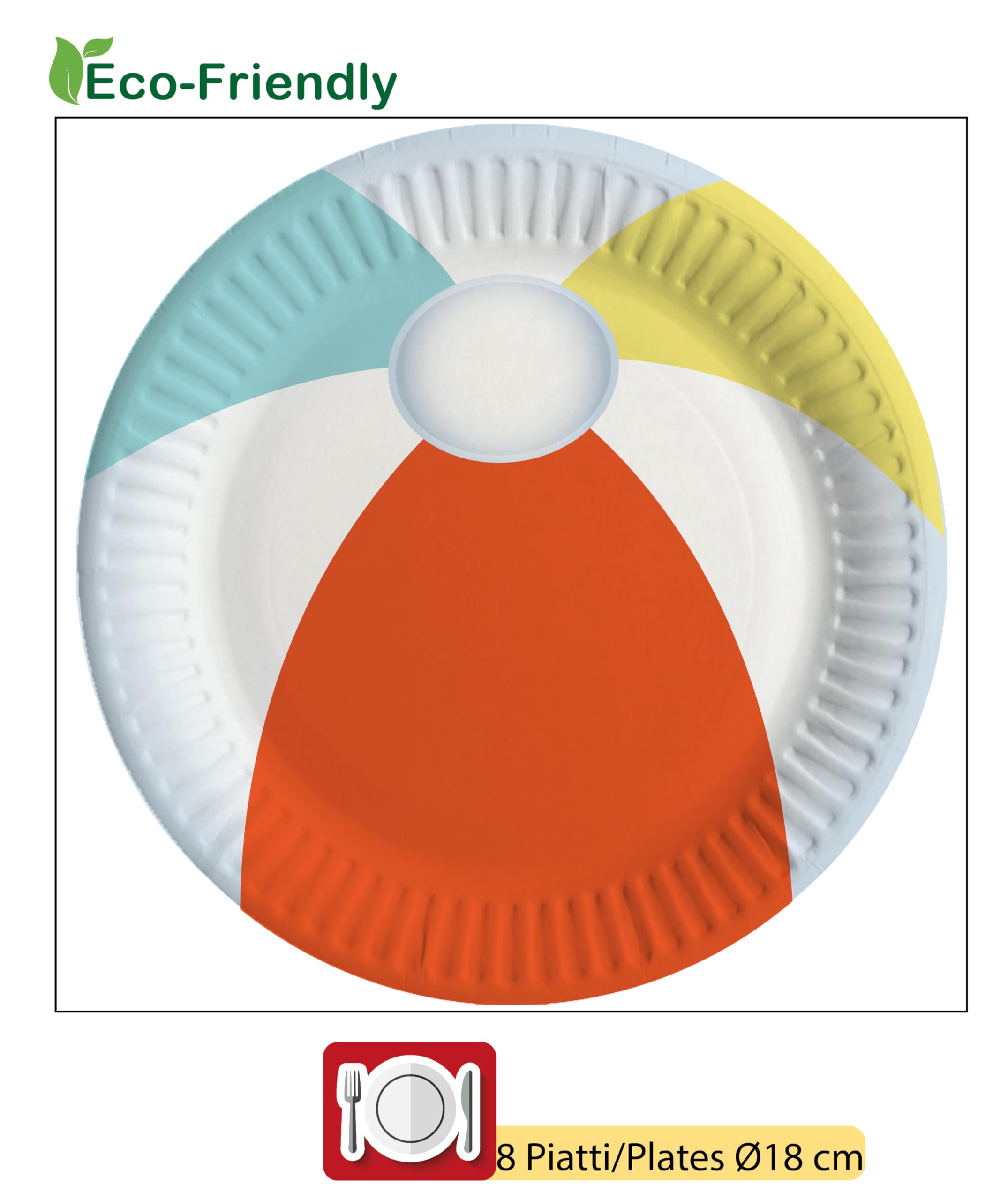 Kit Party Tavola Flower Shape per 8 persone (44 pezzi: 8 piatti 23cm, 8 piatti 18cm, 8 bicchieri 200ml, 20 tovaglioli 33x33cm) in carta compostabile eco-friendly, azzurro pastello