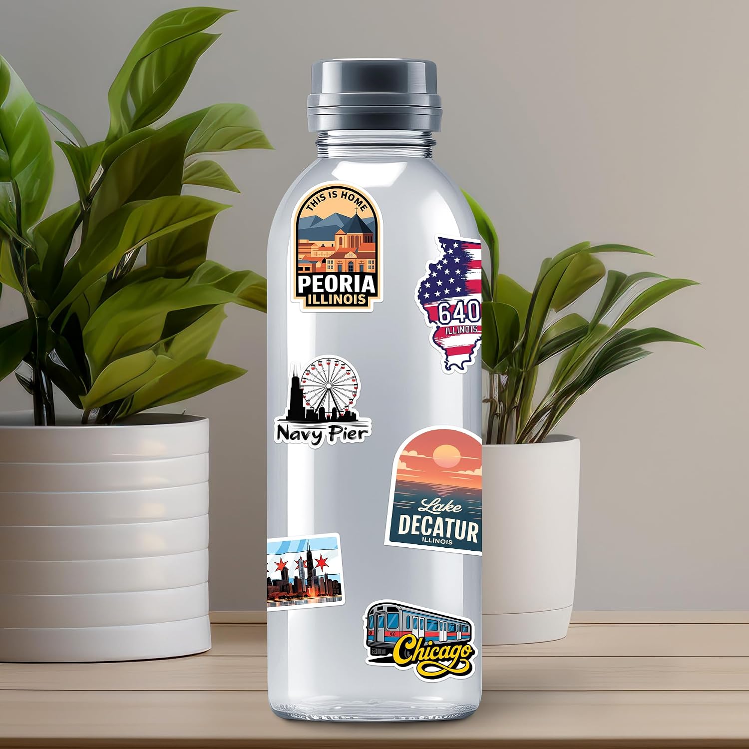Illinois State Travel Vinyl Stickers, 50 Pieces, Waterproof Decals for Laptop, Water Bottle, Phone, Car, Scrapbook image 5