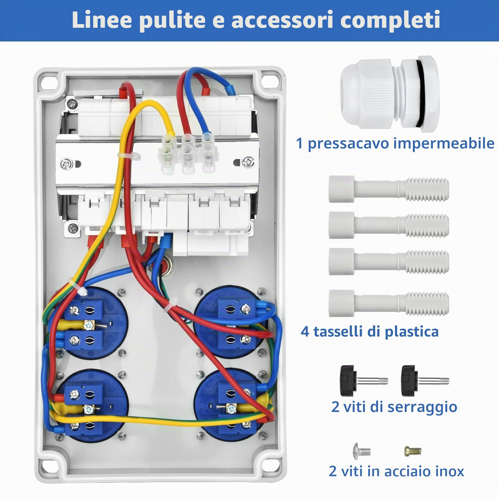 Cofanetto elettrico di cantiere 230 V - Scatola divisore a parete IP67 - Distributore corrente 16 A con interruttore splitter