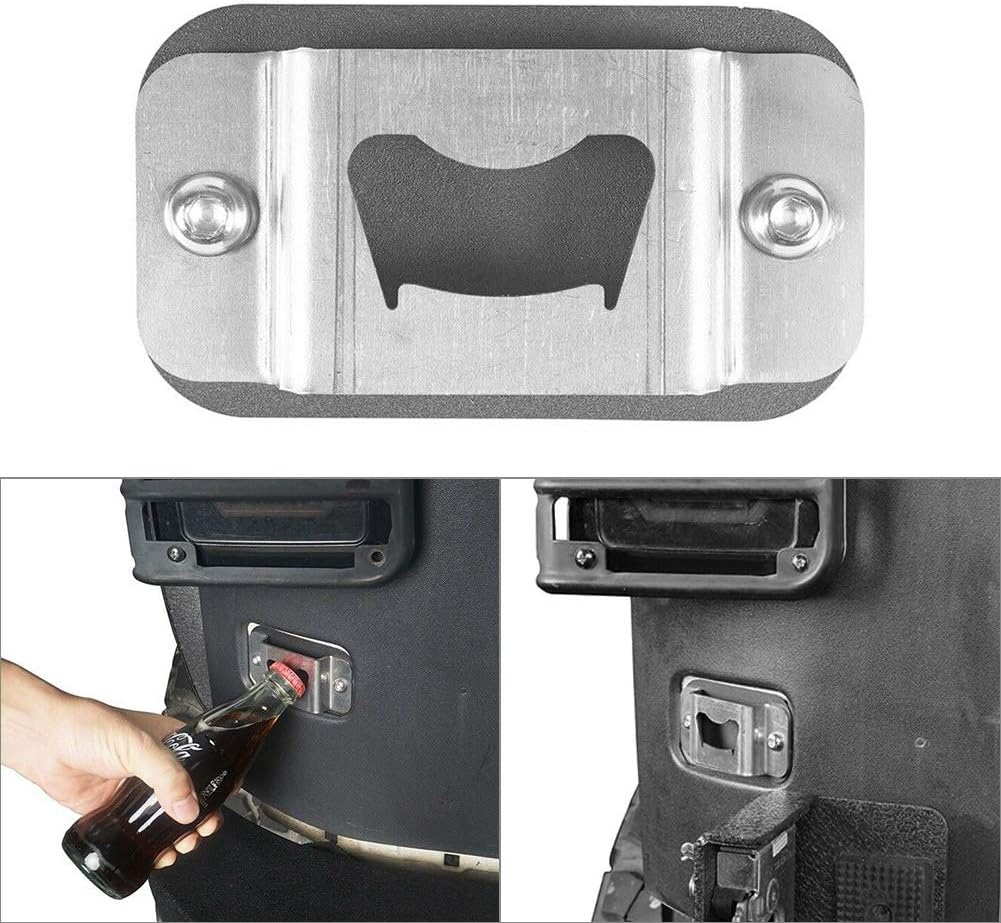 Rear License Plate Bottle Opener For Jeep JK 2007-2018 – Black ABS, Mounts On Tailgate