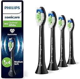 Philips Sonicare W2 Optimal White, Original Ersatzbürstenköpfe, Schwarz, 4er-Pack, HX6064/88