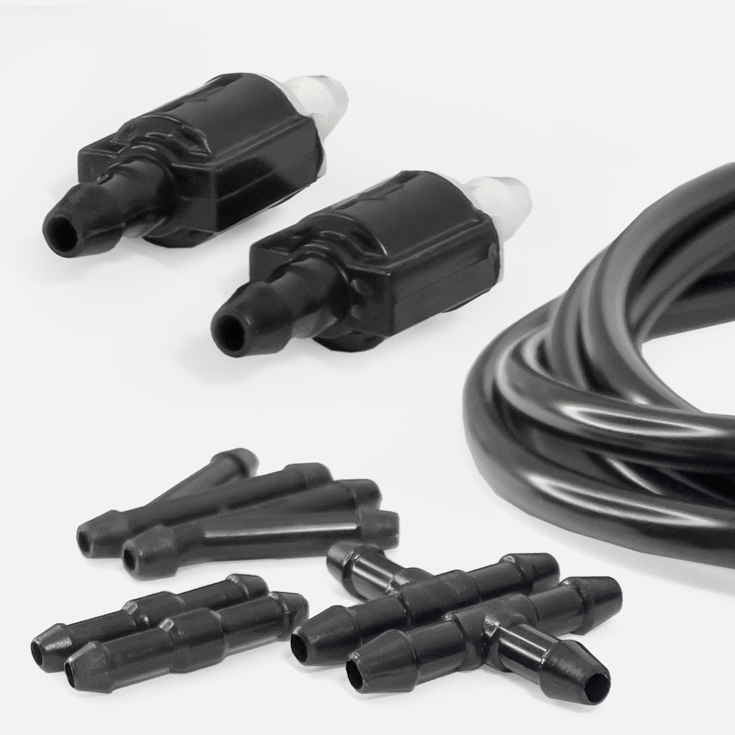 Click&Fit Accessories - Kit universale di valvole di ritegno per parabrezza, tubo, connettori per Toyota, Ford, Chevrolet, Nissan e altri veicoli; kit di riparazione esteso per tergicristalli e