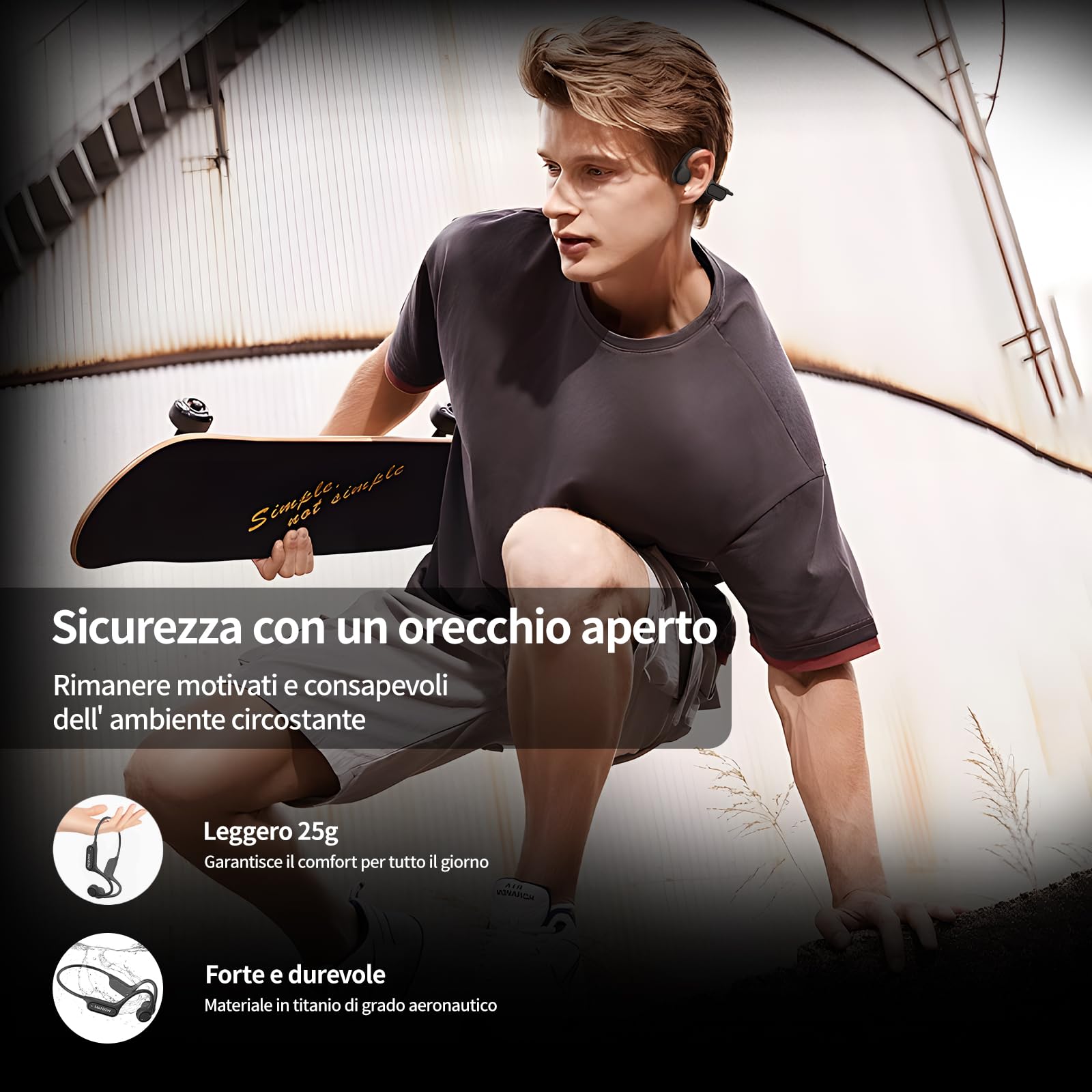 MANKIW Cuffie Nuoto, Auricolari Conduzione Ossea Bluetooth 5.4 IPX8 con Memoria da 32 GB e MP3 Player per Nuoto, Corsa