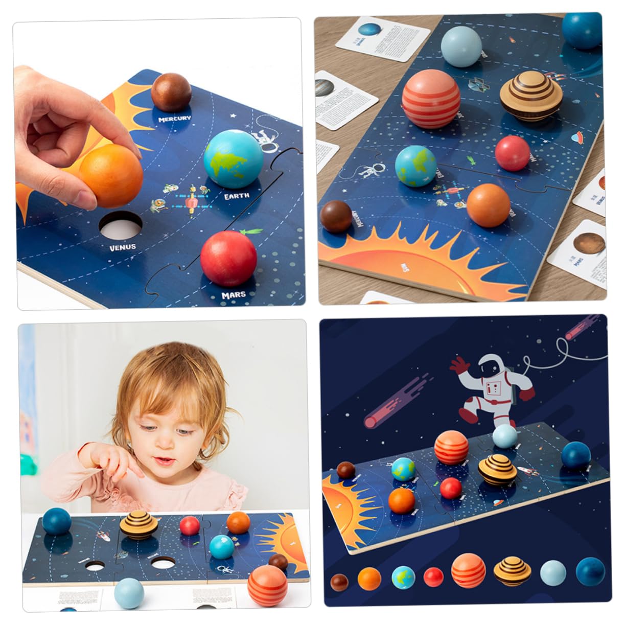 Hohopeti Rompecabezas del Sistema Solar para Niños 1 Set de Madera Juego Educativo de Reconocimiento de Formas E Inteligencia Interactivo para Aprendizaje Espacial
