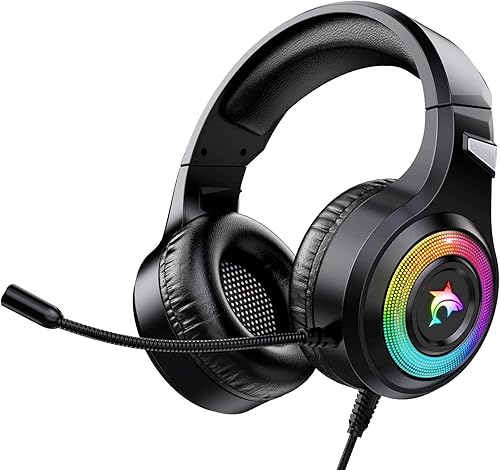 Auriculares para juegos Xbox One con sonido envolvente estéreo auriculares para juegos PS4 con micrófono y luz LED con cancelación de ruido sobre la