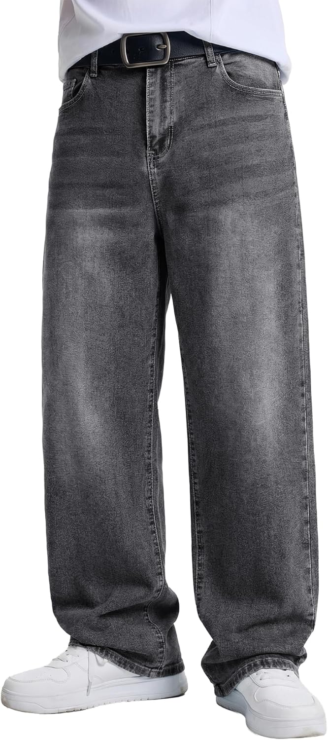 JMIERR Men's Baggy Jeans Wide Leg Skater Hip Hop Denim Pants Loose Fit Streetwear