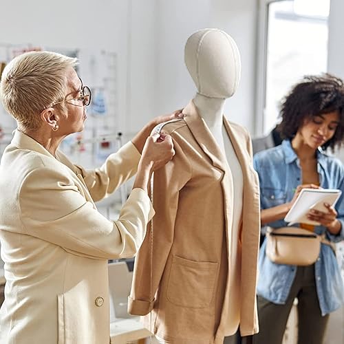 Miniatura 2 de Female Dress Form Female Mannequin Torso Dress Form, Mannequin Body Sewing Torso with Head and Wooden Hands for Dress Jewelry Display Adjustable