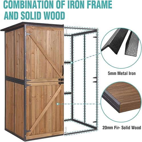 Miniatura 2 de Cobertizos y almacenamiento al aire libre, cobertizo de jardín grande con estructura de marco de metal y estantes ajustables, caja de almacenamiento
