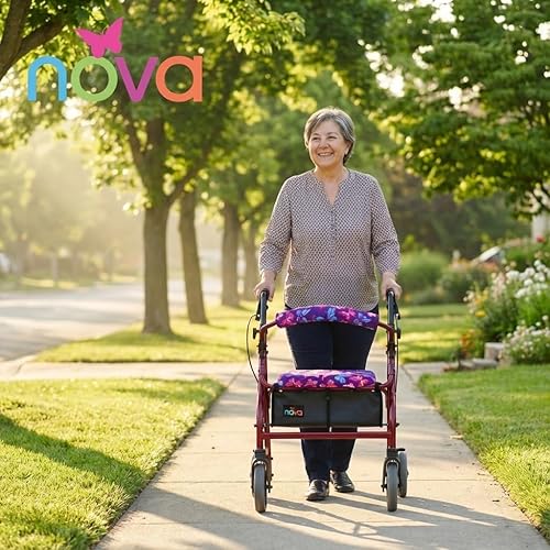 Miniatura 2 de NOVA Rollator - Juego de fundas para asiento y respaldo, fundas de cojín extraíbles de tela lavable para caminantes estándar, accesorio de movilidad