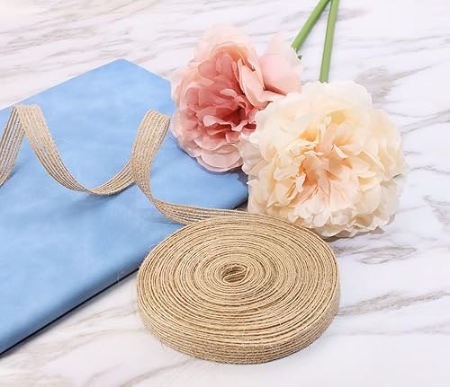 Vista 10 de Shapenty Cinta de tela de arpillera natural para bodas, fiestas, decoración del hogar, manualidades, adornos de Navidad, lazos para envolver