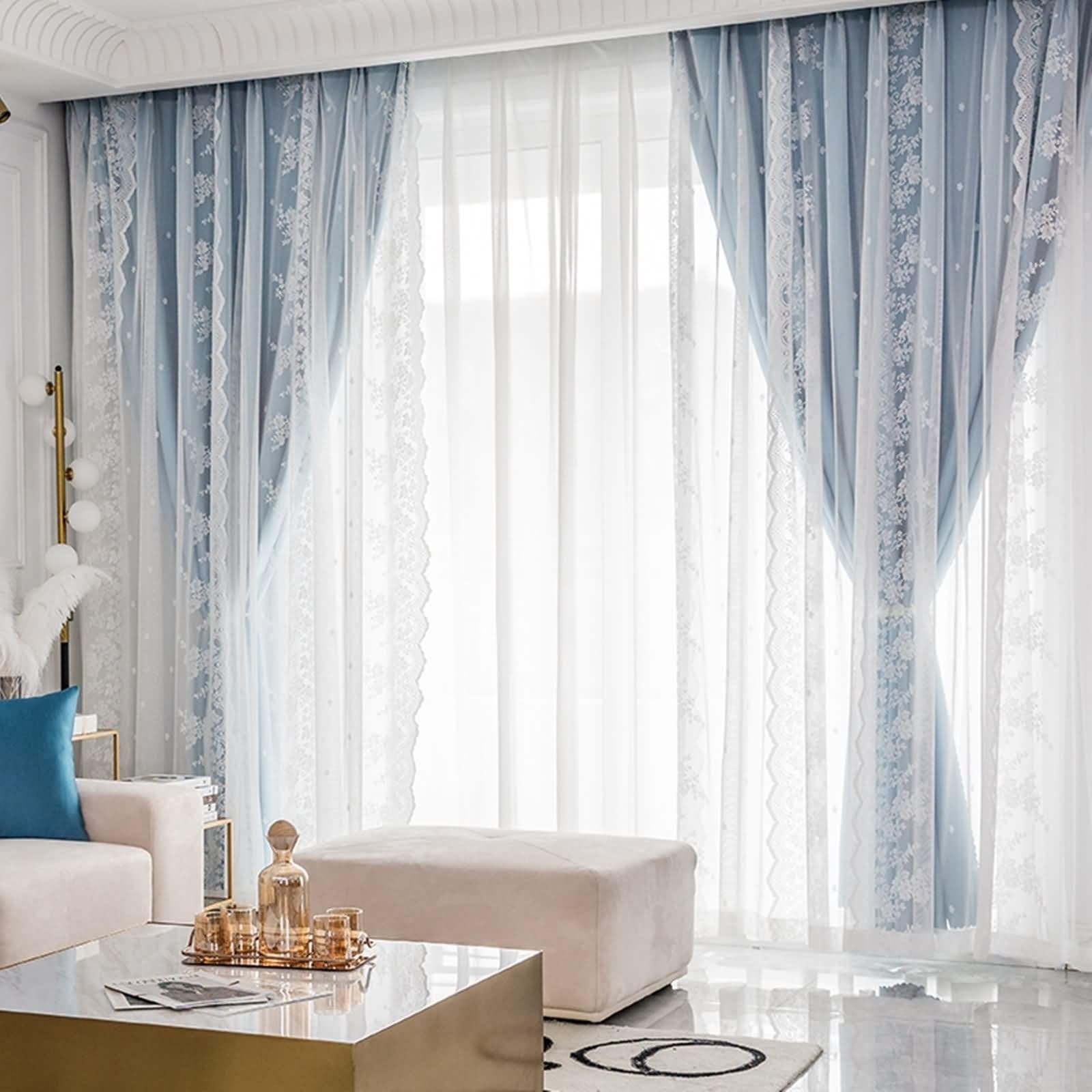 Rideau opaque bloquant la lumière rideaux occultants salon bleu 160