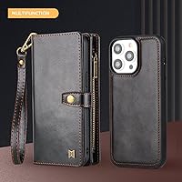 Vista 2 de Funda tipo cartera para iPhone 15 Pro, funda para iPhone 15 Pro con tarjetero, funda de cuero para iPhone 15 Pro para mujeres y hombres, funda