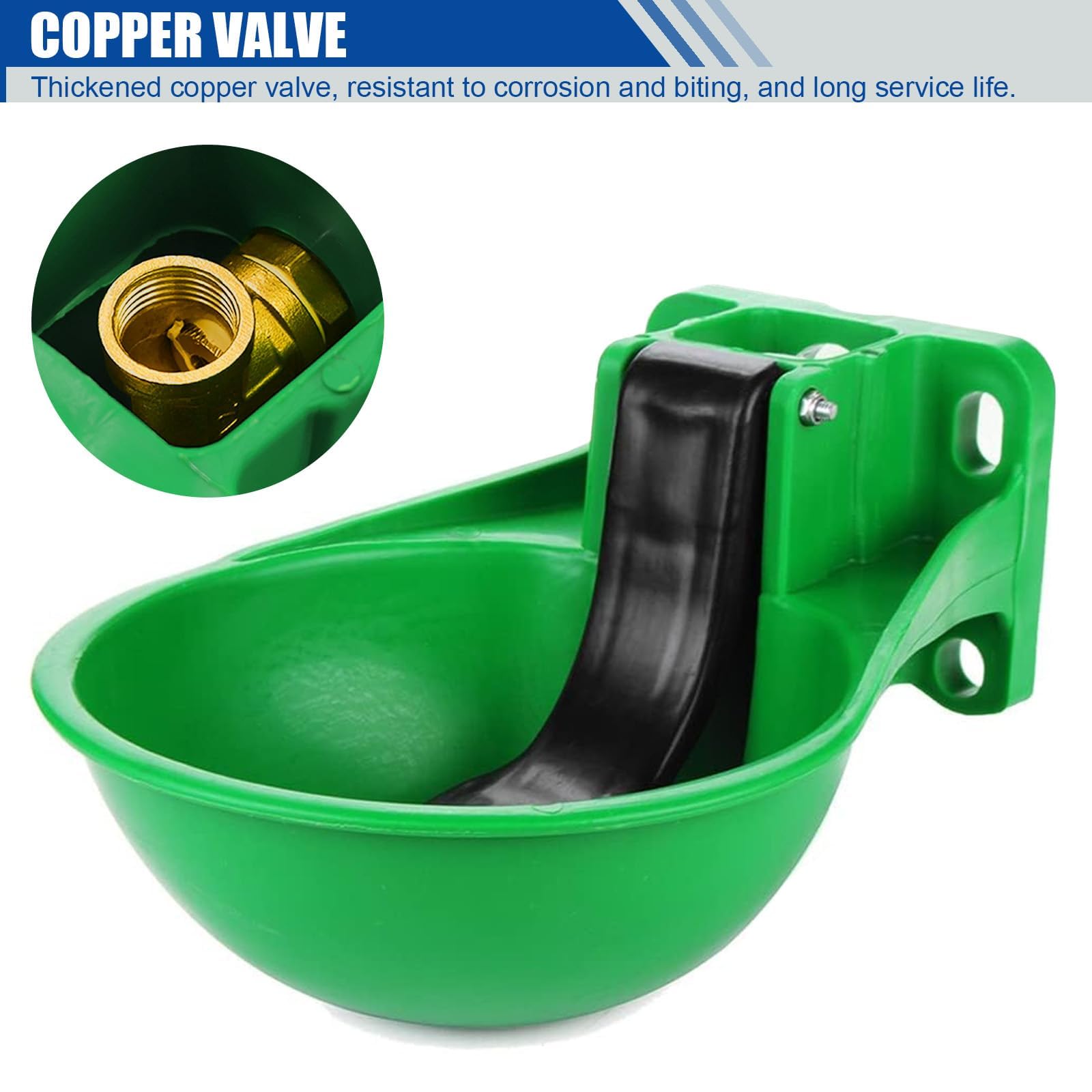 Tränkebecken Pferd, Tränkebecken mit Druckzunge + Inklusive 80 cm Schlauch und Adapter, Pferdetränke - Automatische Wasserabgabe, Rinder Tränkewanne für Rinder Esel und Pferde, Grün
