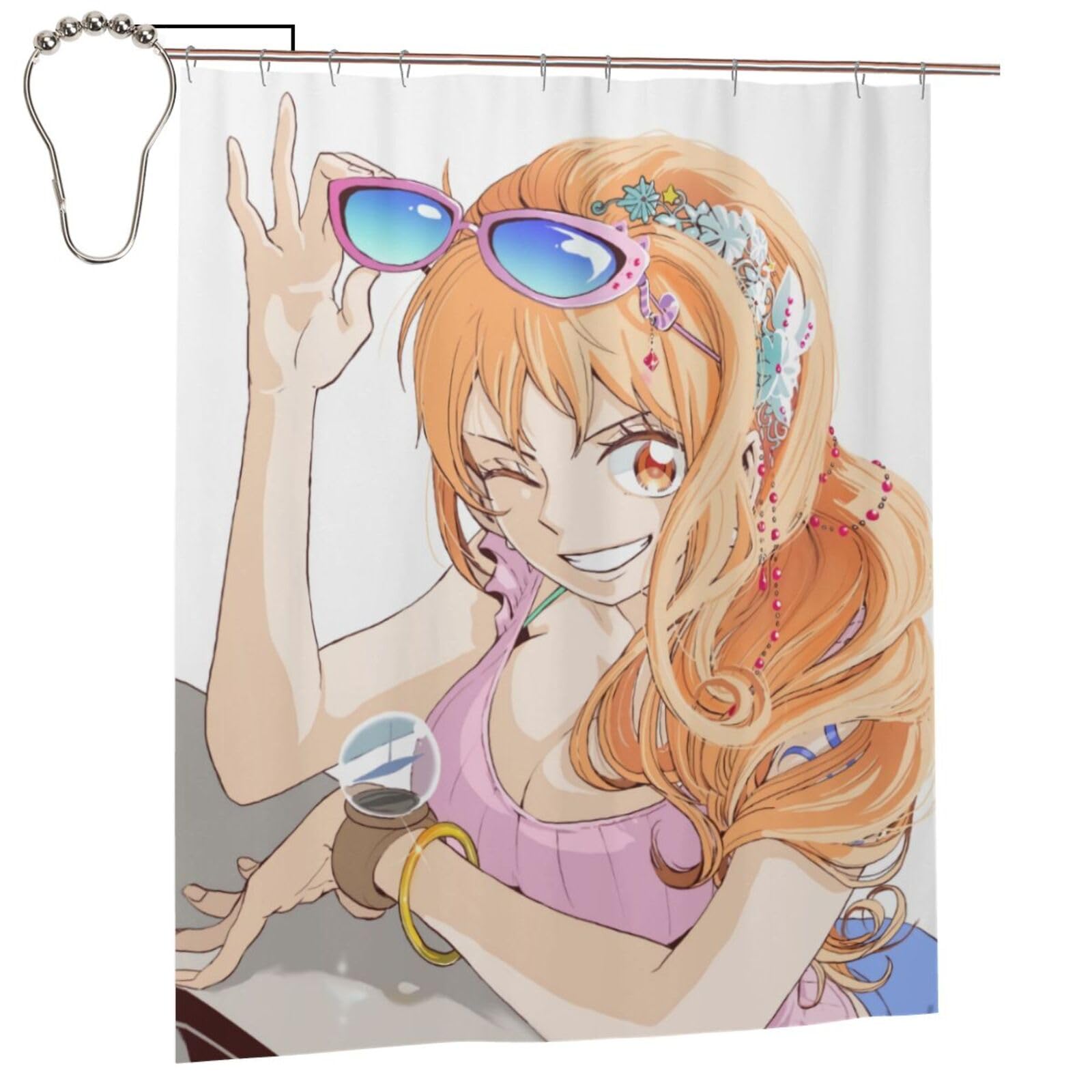 Amazon｜シャワーカーテン ワンピース ナミ おしゃれ 防水 防カビ加工