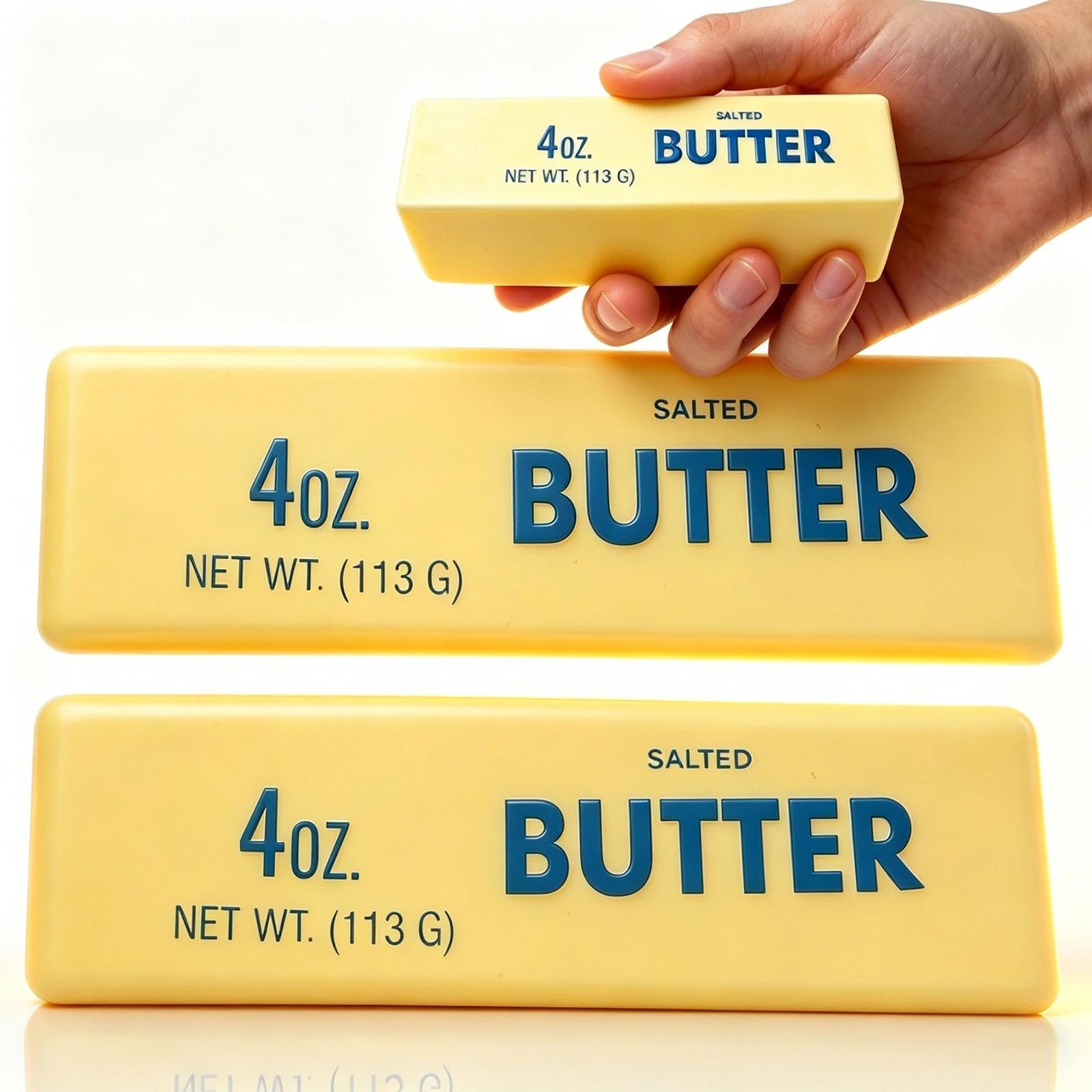 2pcs Butter Squishy, Stress Balls, Cheese Stress Ball Set, Anxiety Relief Fidget, Sensory Butter Stick Replica for Adults, Office, School, and Travel