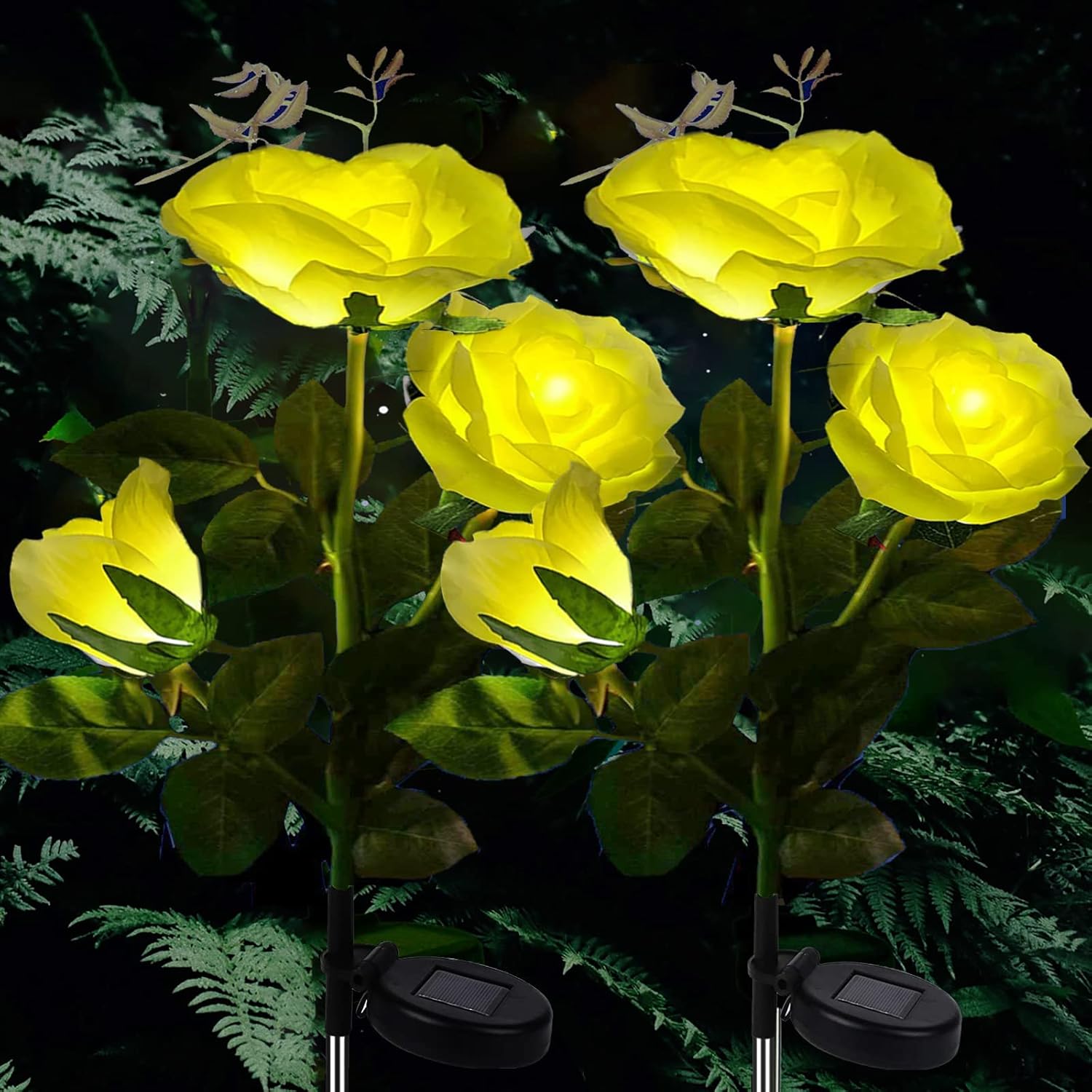 XRR Solarleuchten Garten Deko,2 Stück Solar Rose Lichter für Außen