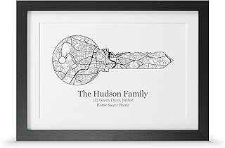 Personalised New Home Key Map Print | Housewarming Gift (A4-30x21cm, Print & Standard Frame)