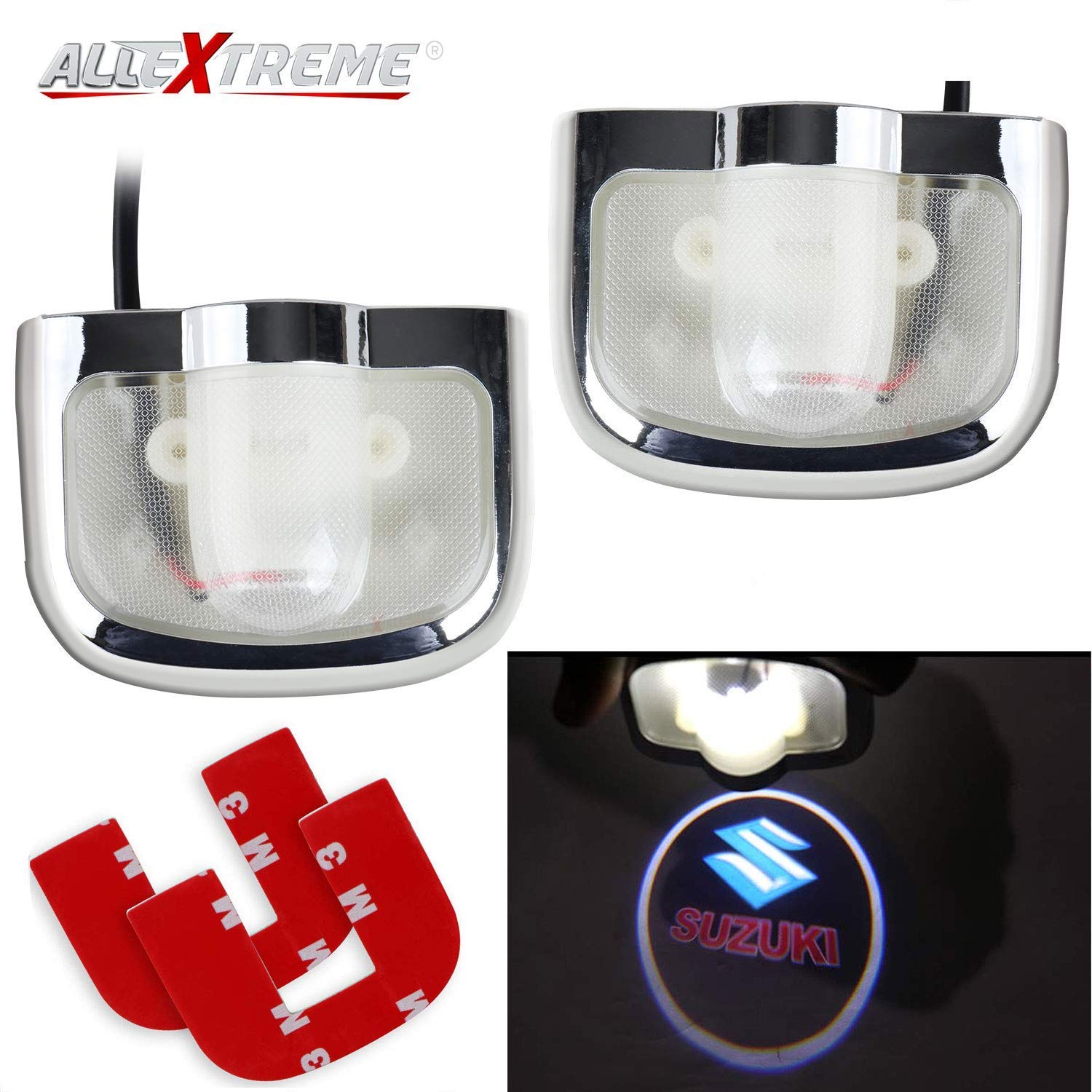 Allextreme EXCDLM1 Car Door Shadow Projector Laser Light Entry Courtesy Welcome LED Logo Lamp Compatible with All Maruti Suzuki Cars (2 Pcs)