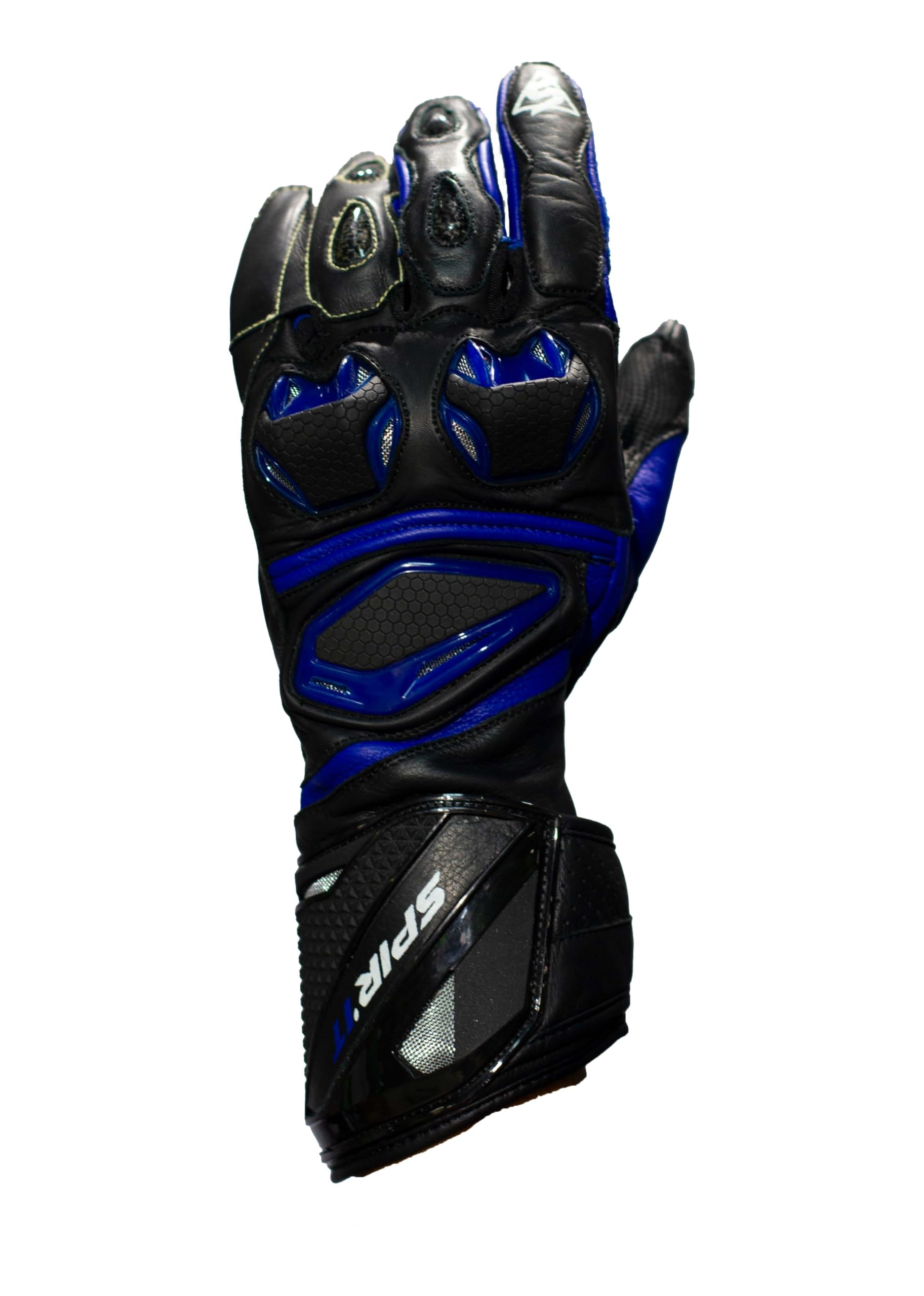 Guanti da moto in pelle Racing Spirit nero blu taglia XL