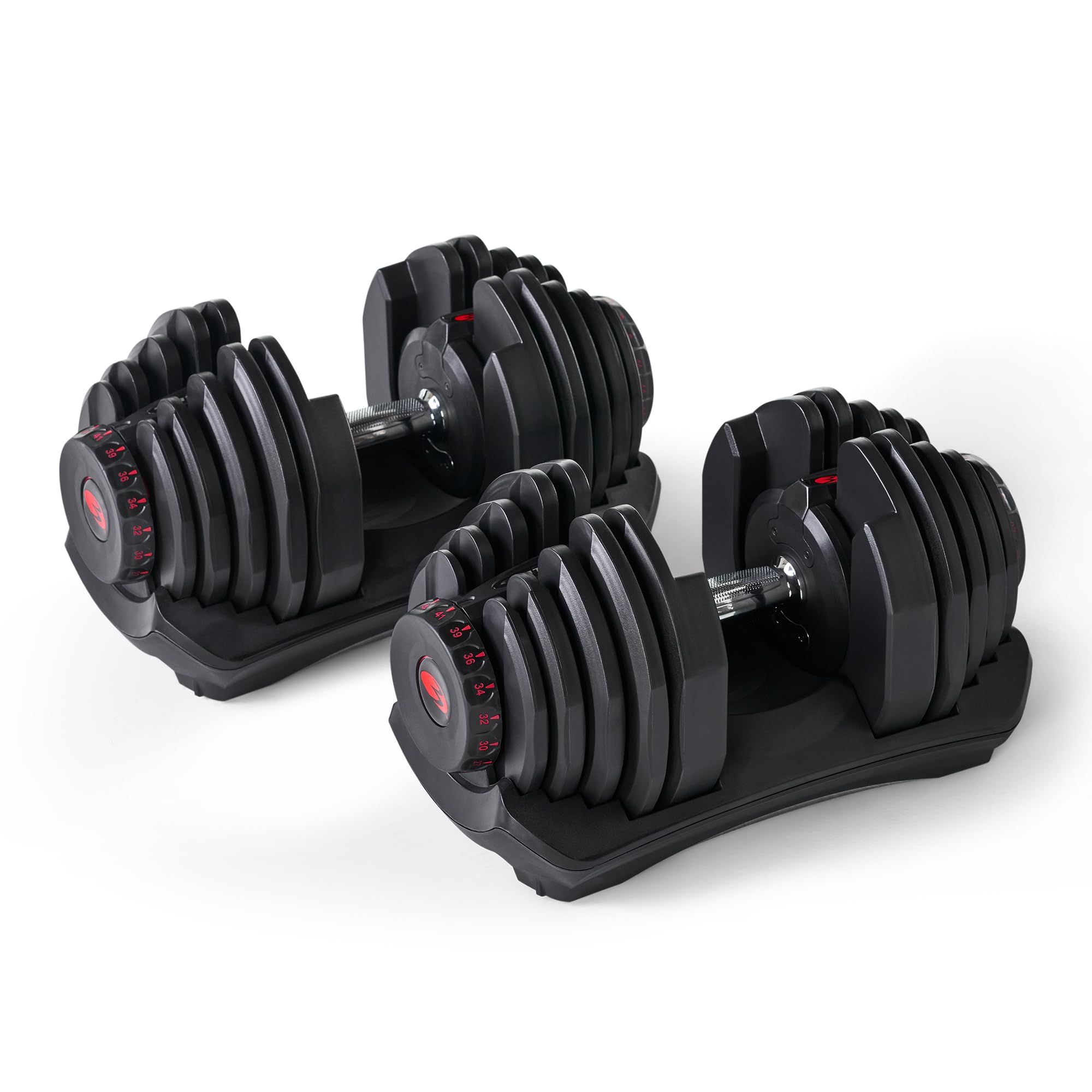 BowFlex SelectTech 1090i Hantel-Set mit Ständer | 4–41 kg verstellbar | 2 verstellbare Hanteln von 4 bis 41 kg mit Ständer für platzsparendes Krafttraining zu Hause.