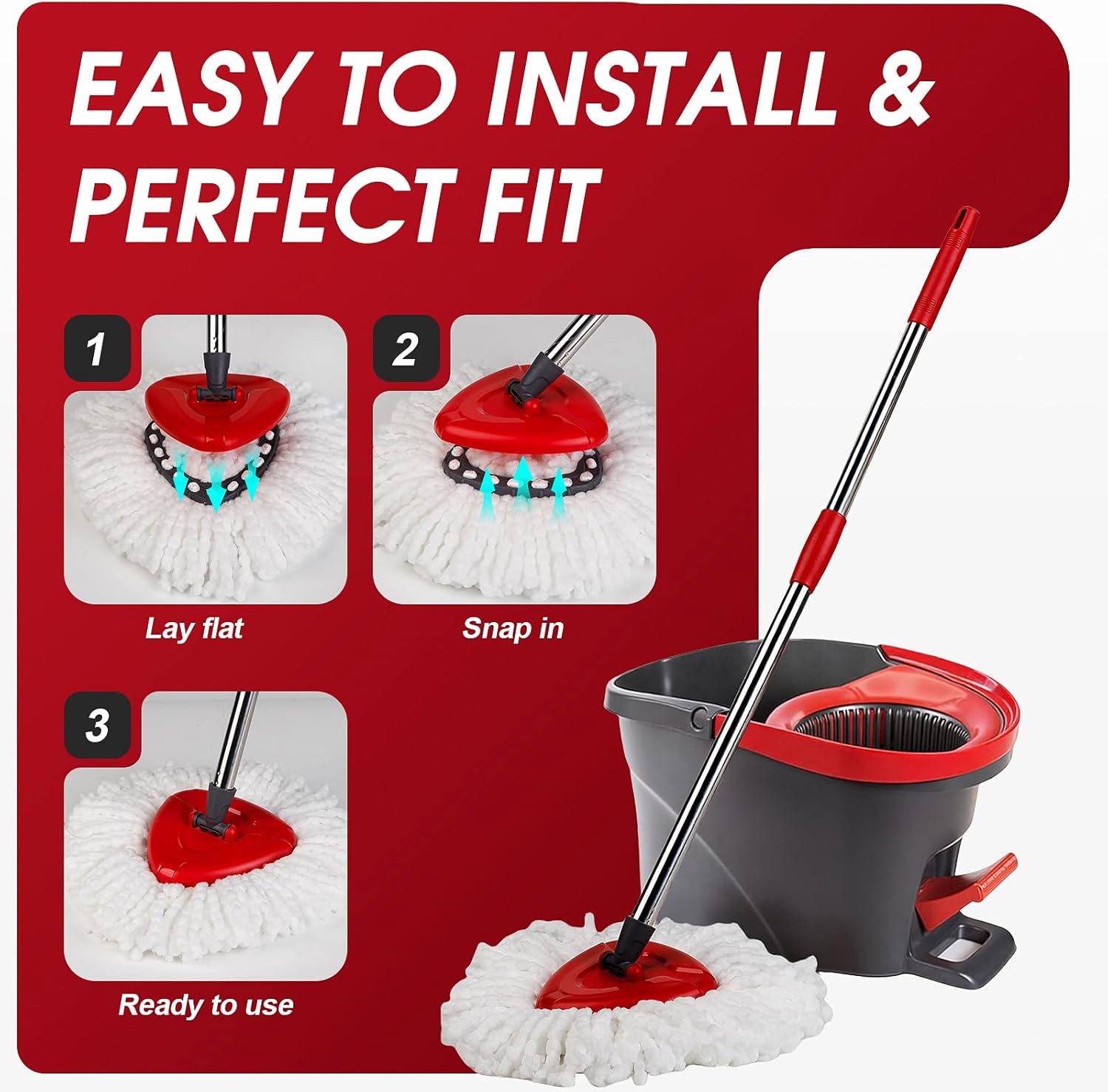 16 Pack Spin Mop Refills Head, Mop Heads Replacement for Spin Mop, Washable Microfiber Mop Replace Head Spin Mop, 360°Spinning Micro Replacement Mop Head for Easy House Cleaning Floor Mopping