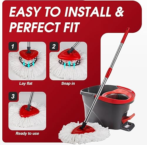 Miniatura 5 de Paquete de 10 cabezales de repuesto de trapeador giratorio, repuesto de mopa giratoria 100% microfibra para sistema de 1 tanque de fácil retorcido,